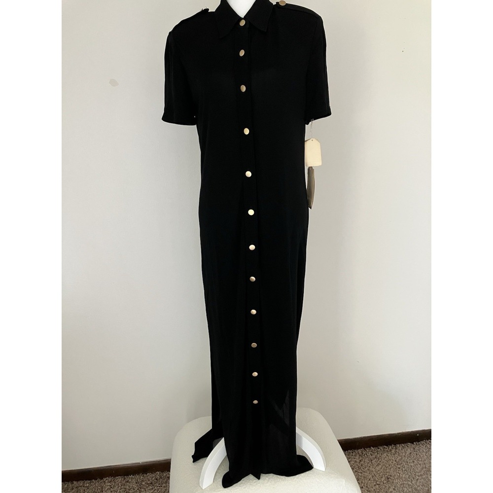 Vintage NWT Maggy London Button Front Short Sleeve Maxi Women's Sz 10 - Picture 3 of 10